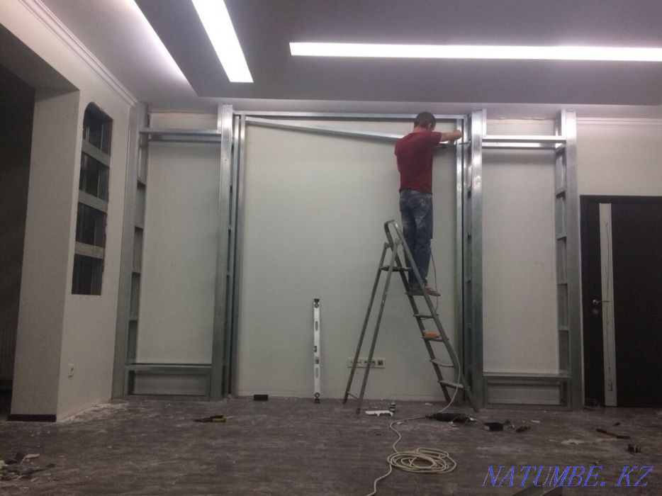 Plasterboard works, plasterboard partitions, gesso, painting Almaty - photo 4