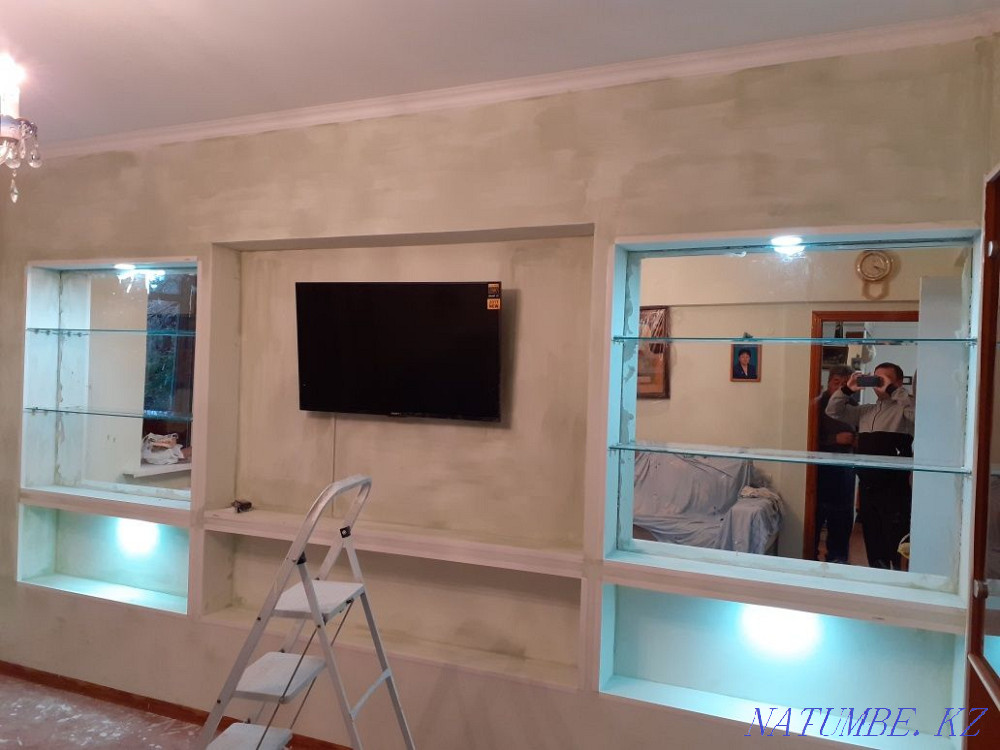 Plasterboard works, plasterboard partitions, gesso, painting Almaty - photo 1