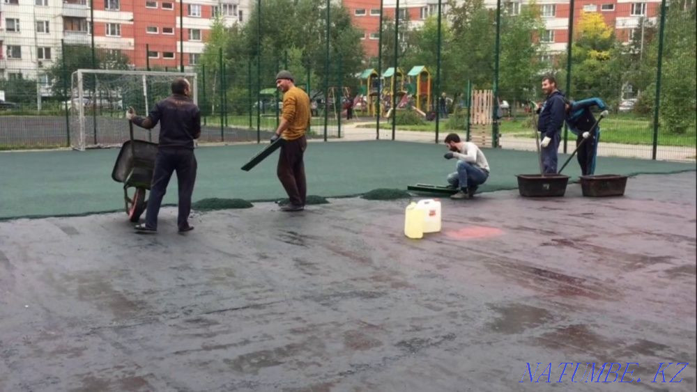 4300тг. Укладка резиновой крошки. Резиновая покрытие. Плитка резина Шымкент - изображение 6