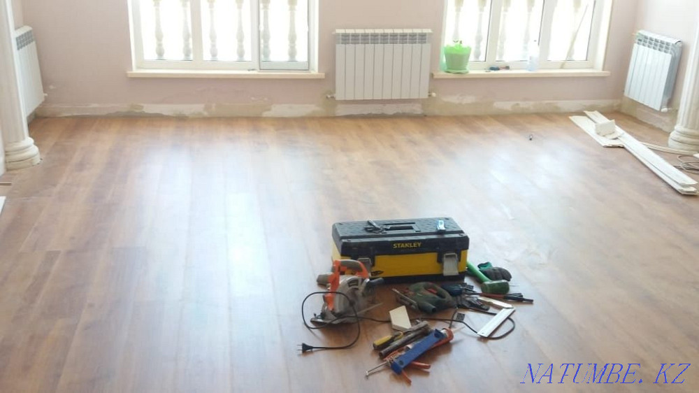 Laying laminate parquet boards, linoleum flooring professionally Astana - photo 5