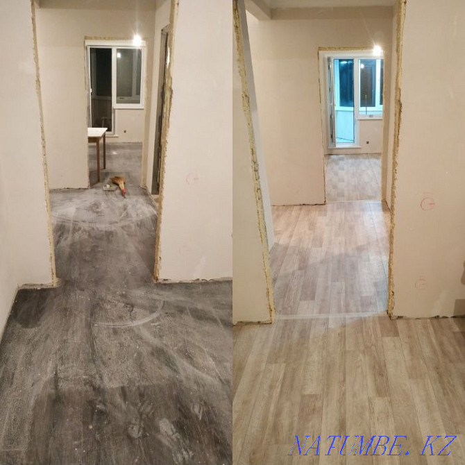 Linoleum flooring, laminate. Installation of skirting boards Pavlodar - photo 5