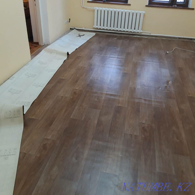 Laying linoleum carpet laminate Алгабас - photo 5