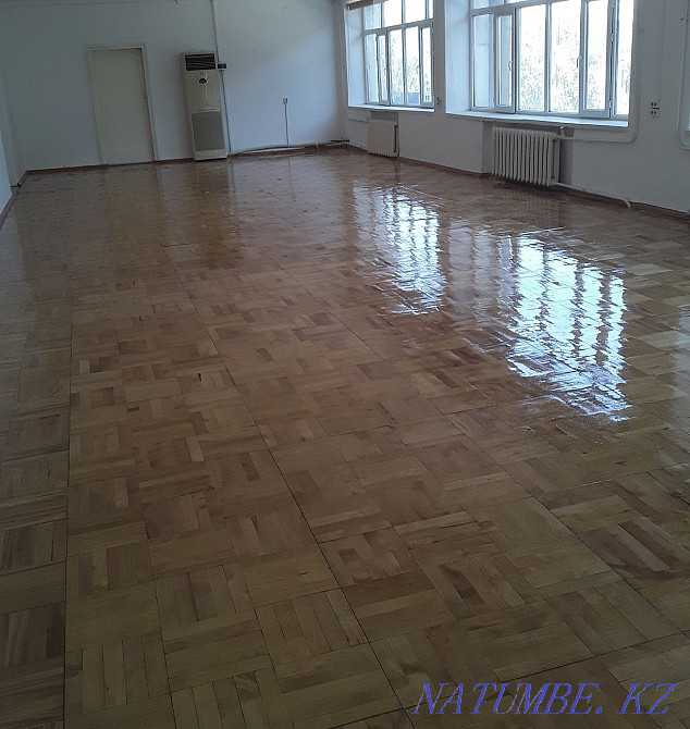 Sanding wooden floors, parquet, removing paint for varnish, varnishing. Shymkent - photo 1