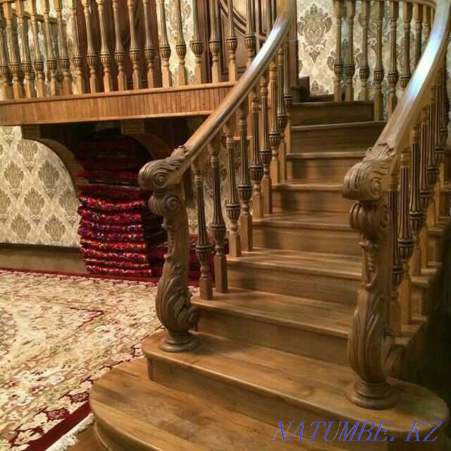Stairs made of all types of wood. Frame made of concrete and metal. Almaty - photo 8