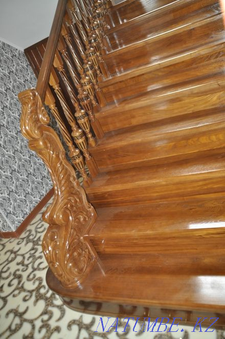 ЛЕСТНИЦА из дерево( дуб, карагач, орех) каркас из метала и бетона Алматы - изображение 2