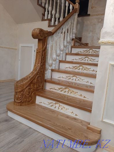 ЛЕСТНИЦА из дерево( дуб, карагач, орех,сосна)на заказ, каркас из метал Алматы - изображение 2