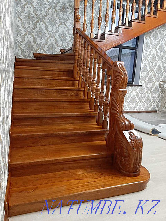 Stairs to order from elm. Frame made of metal or concrete. Urochishche Talgarbaytuma - photo 4