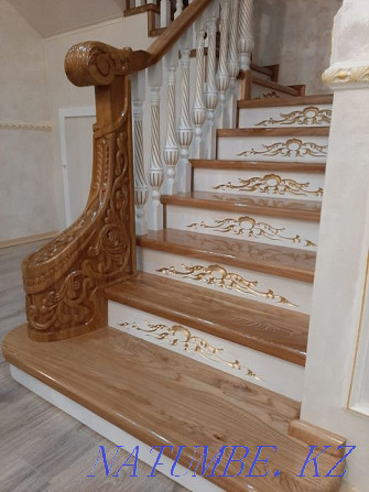 Лестницы на заказ из ценных пород древесины. Каркас из металла. Алматы - изображение 2
