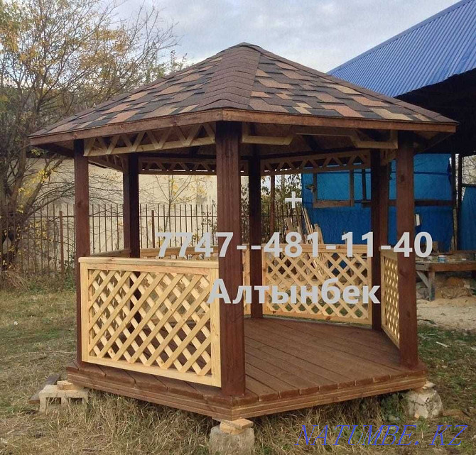 We make: gazebos, trestle beds, playhouses, sheds and others made of wood Almaty - photo 3