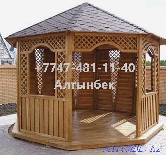 We make: gazebos, trestle beds, playhouses, sheds and others made of wood Almaty - photo 2