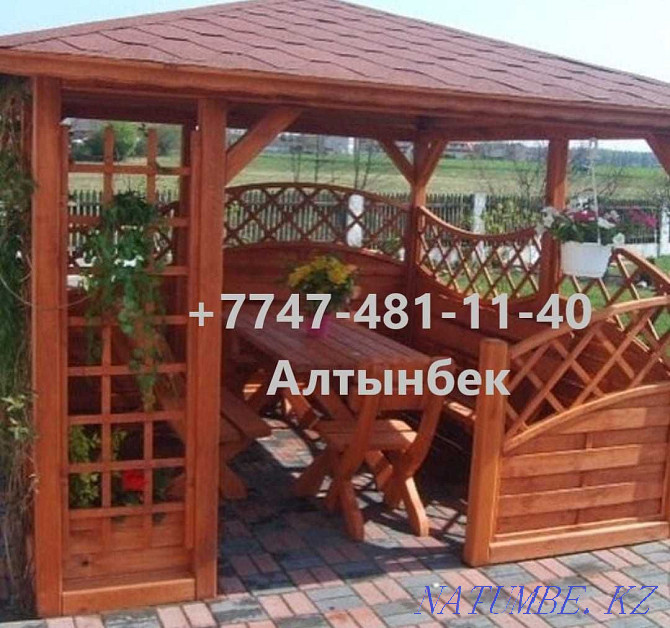 We make: gazebos, trestle beds, playhouses, sheds and others made of wood Almaty - photo 4