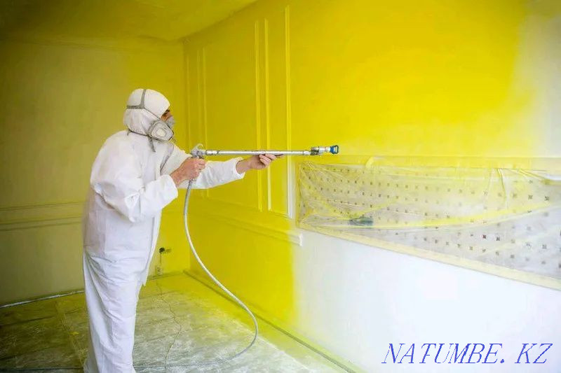 Airless painting of walls, ceilings, fences, roofs, concrete, bricks Astana - photo 1