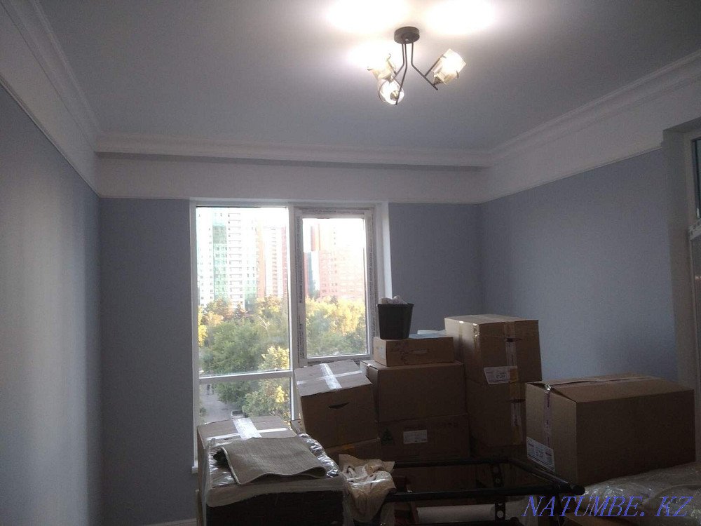 Painting walls whitewashing ceilings Levkas gluing wallpaper apartment renovation Astana - photo 6