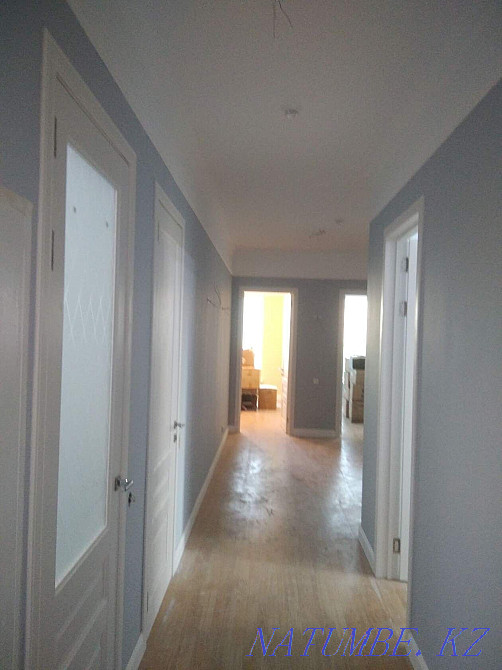 Painting walls whitewashing ceilings Levkas gluing wallpaper apartment renovation Astana - photo 8