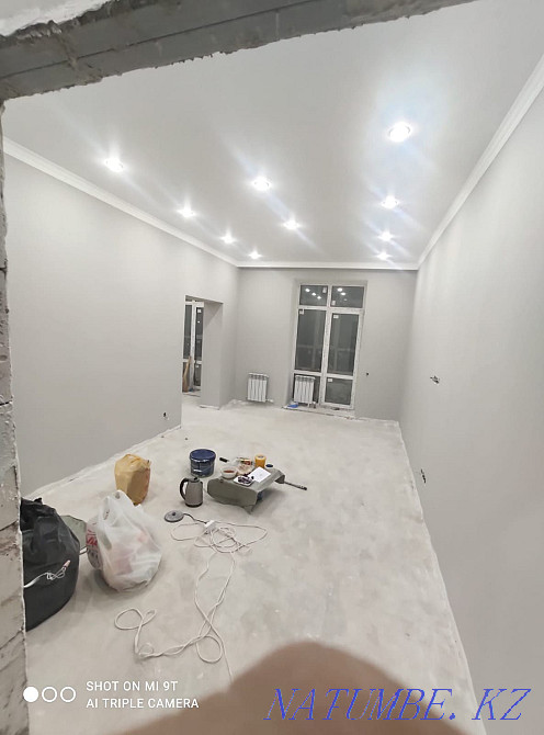 Painting walls whitewashing ceilings Levkas gluing wallpaper apartment renovation Astana - photo 2