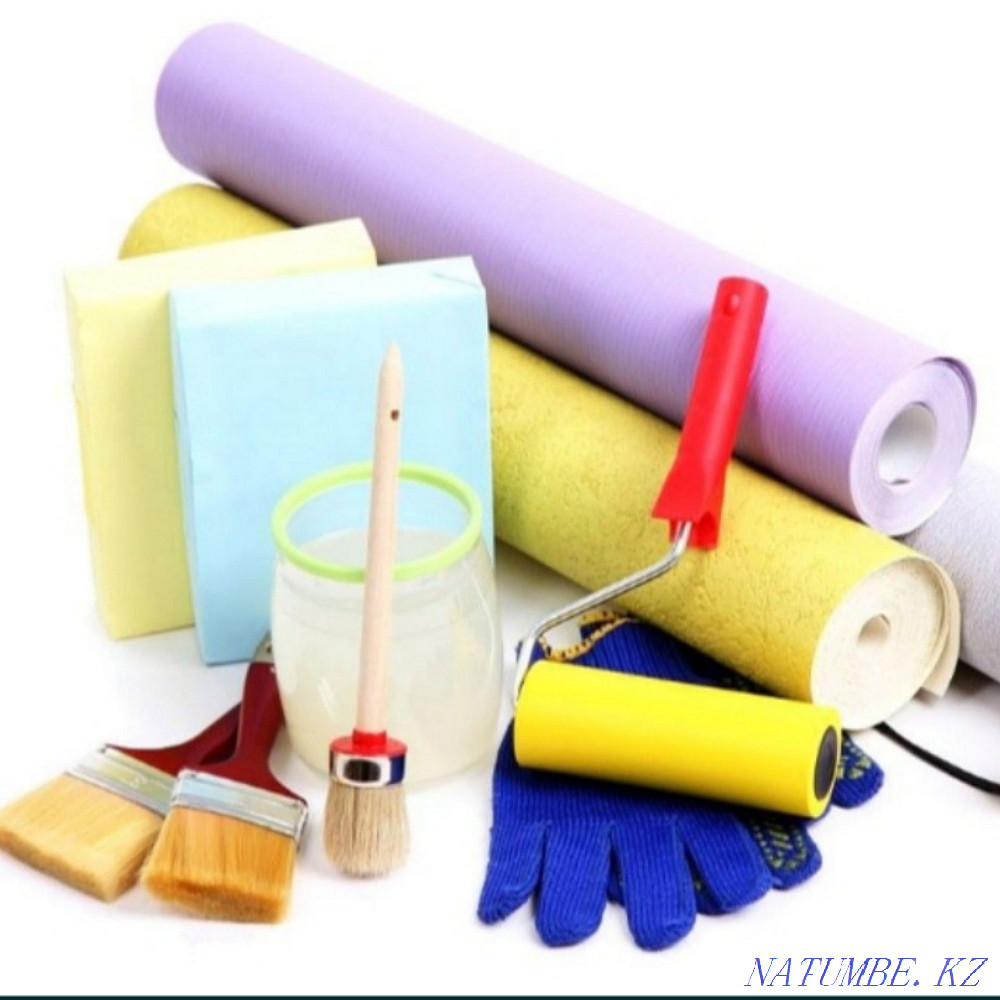 Эмульсия (закатка эмульсией ) покпаска эмульсией стен потолков домов. Шымкент - изображение 1