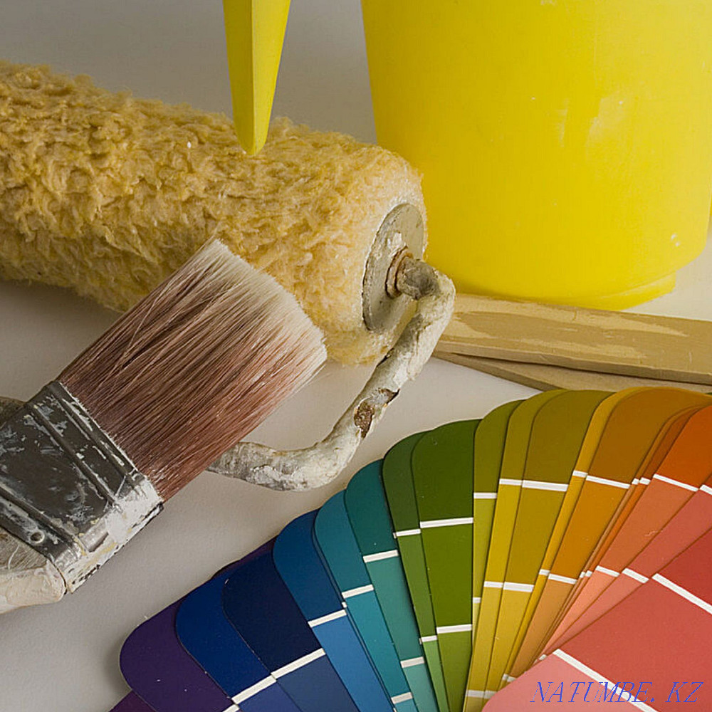 Эмульсия (закатка эмульсией ) покпаска эмульсией стен потолков домов. Шымкент - изображение 2