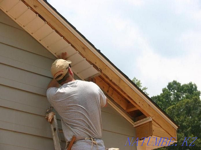 Installation of gable cornices Installation of a gutter system Almaty - photo 1