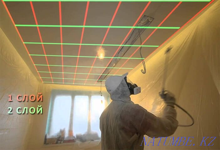 Painting whitewash painting walls and ceilings airless Painting Almaty - photo 1