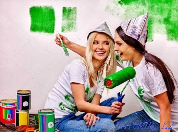 Побелка квартир, офисов от 250 тг ,водоэмульсией , колером . Астана - изображение 1