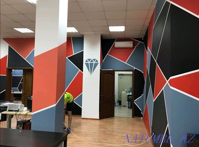 Wall painting ceiling, office, facade airless wall painting cheap Astana - photo 2