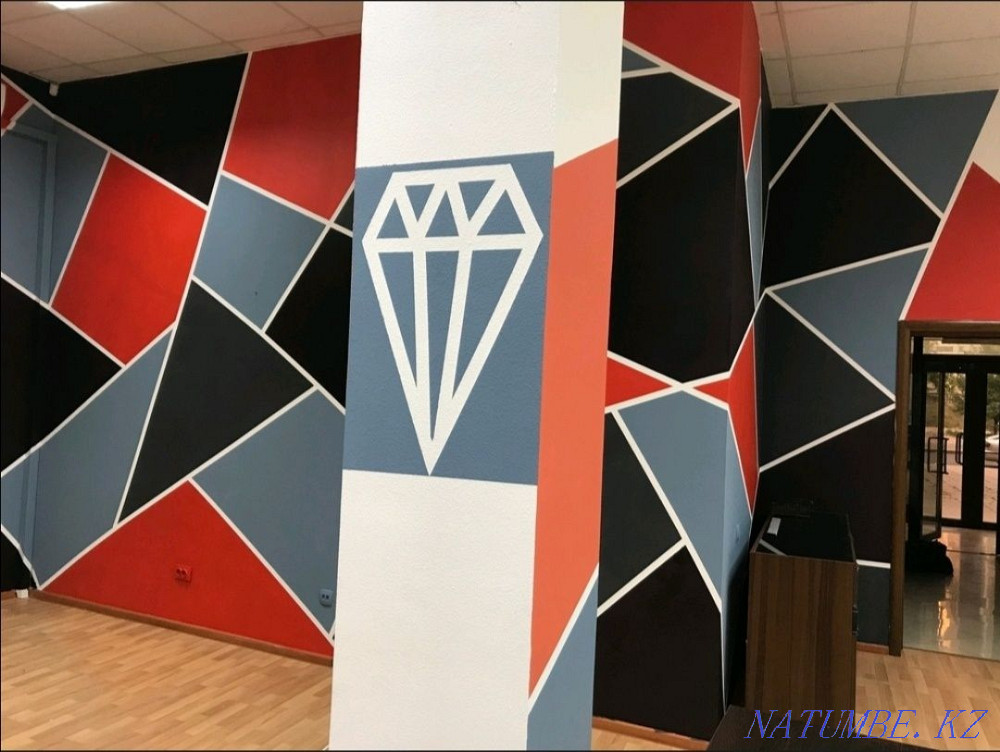 Wall painting ceiling, office, facade airless wall painting cheap Astana - photo 1