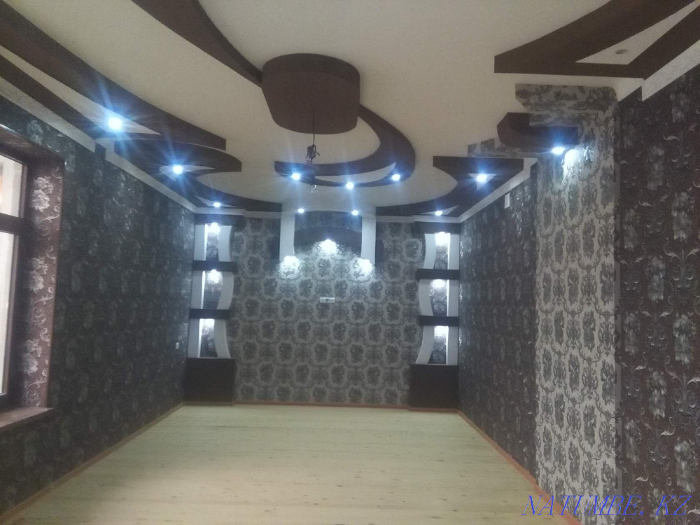 Painting walls whitewashing ceilings Levkas gluing wallpaper apartment renovation Astana - photo 4