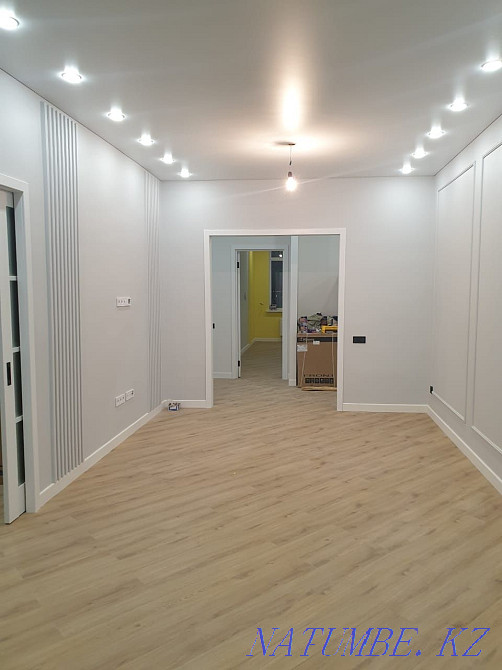 Painting walls whitewashing ceilings Levkas gluing wallpaper apartment renovation Astana - photo 1