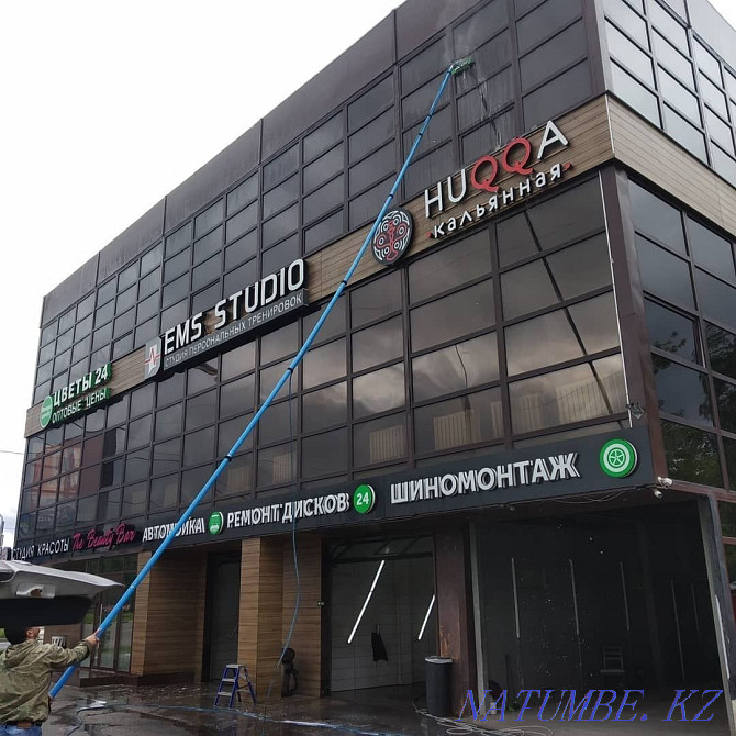 Washing facades, stained-glass windows, porcelain tiles, using a telescopic rod Almaty - photo 4