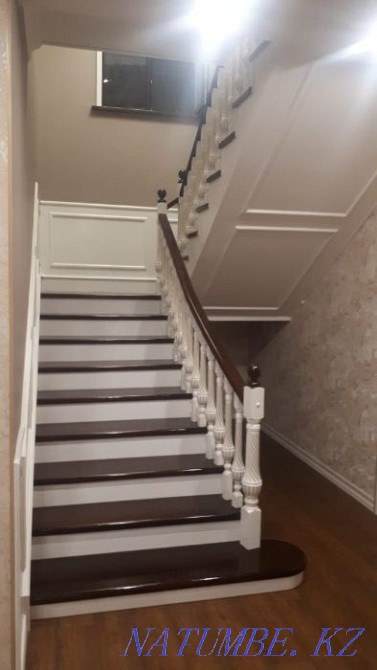 Установка лестницы на заказ из ценных пород древесины,каркас из метала Каскелен - изображение 6