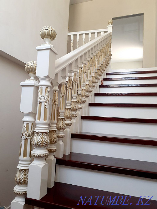 Лестница на заказ Карагаш Дуб Сосна Деревяный Карагаш дом Котедж Алмалы - изображение 4