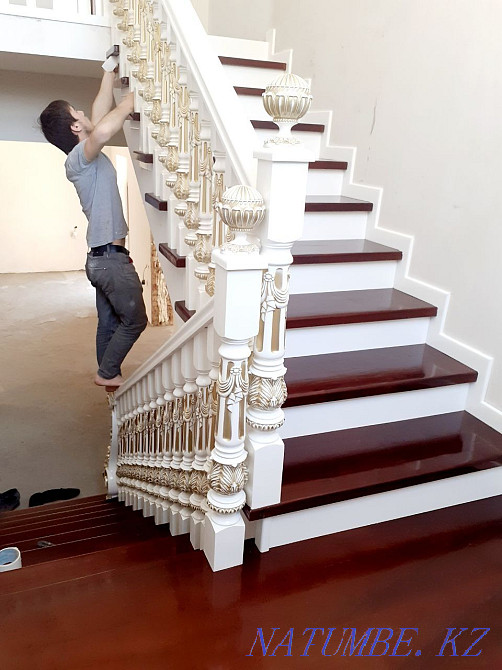 Лестница на заказ Карагаш Дуб Сосна Деревяный Карагаш дом Котедж Алмалы - изображение 2