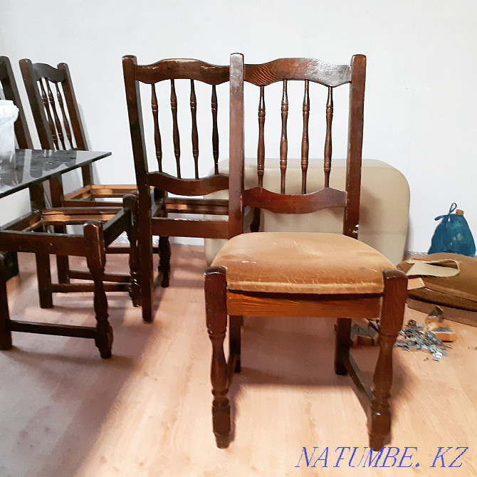 Перетяжка, ремонт мягкой мебели. Ремонт стульев и кровать Астана - изображение 7