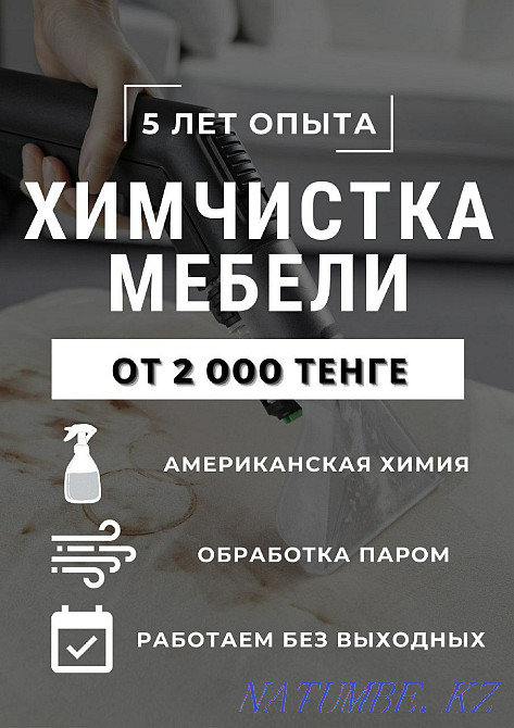 Диванды химиялық тазалау Астана НұрСұлтан үйге орындық орындықтардың матрасын шығару  Астана - изображение 1