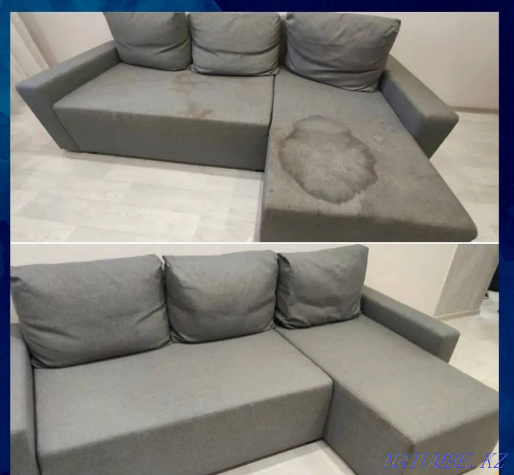 Диванды майлы дақтардан және жағымсыз иістерден құрғақ тазалау  Алматы - изображение 1