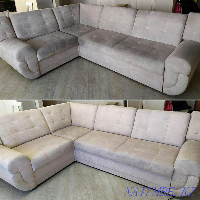 Sofa cleaning. Removal of difficult stains. Professional dry cleaning Almaty - photo 2