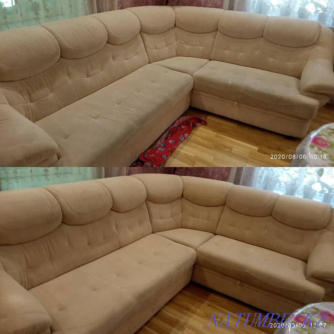 Dry cleaning of the sofa + Disinfection as a bonus. ECO cleaning Almaty - photo 5