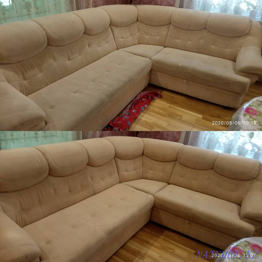 Dry cleaning of the sofa + Disinfection as a bonus. ECO cleaning Almaty - photo 5