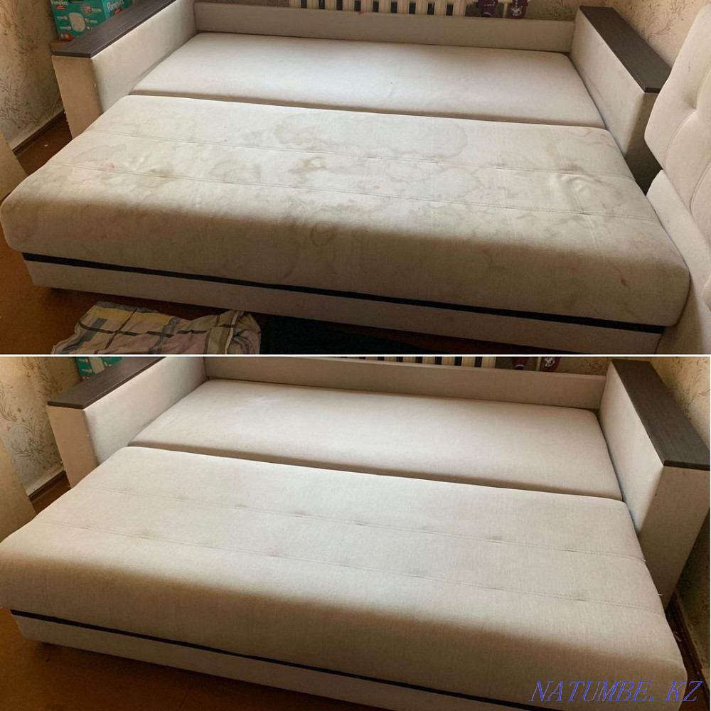 Dry cleaning of the sofa + Disinfection as a bonus. ECO cleaning Almaty - photo 3