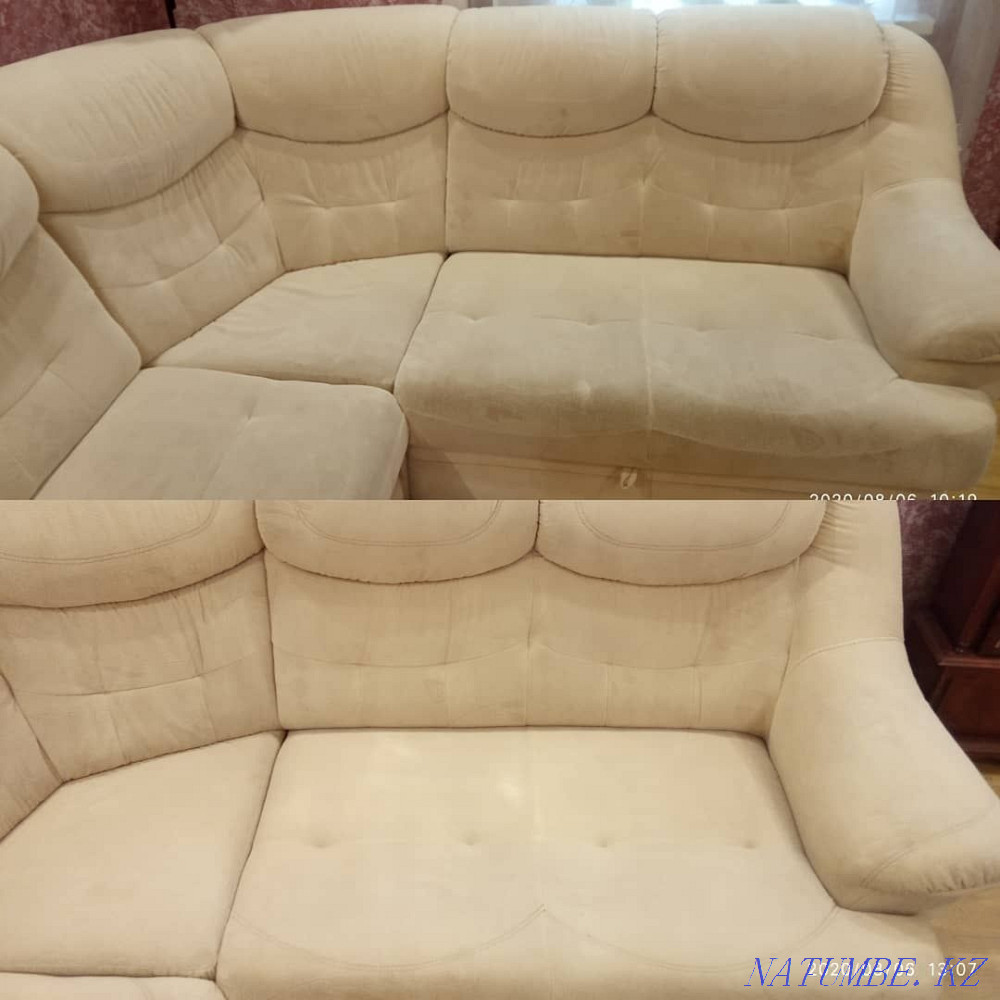 Dry cleaning of the sofa + Disinfection as a bonus. ECO cleaning Almaty - photo 6