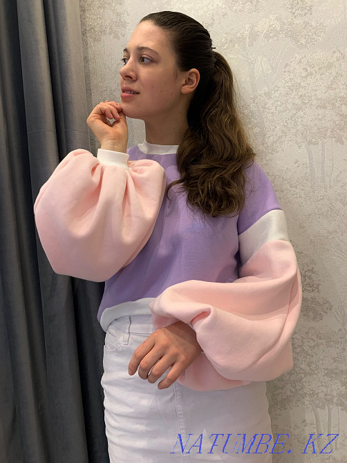 Худи, свитшот с объёмными рукавами. Индивидуальный пошив одежды. Алматы - изображение 1