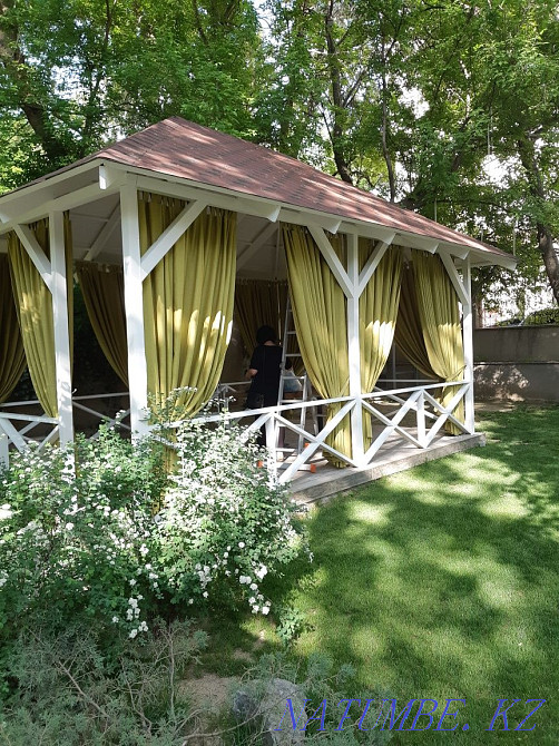 Перде тігеміз далада?ы тапчан?а.Летние беседки. Пошив уличных штор. Кайтпас - изображение 1