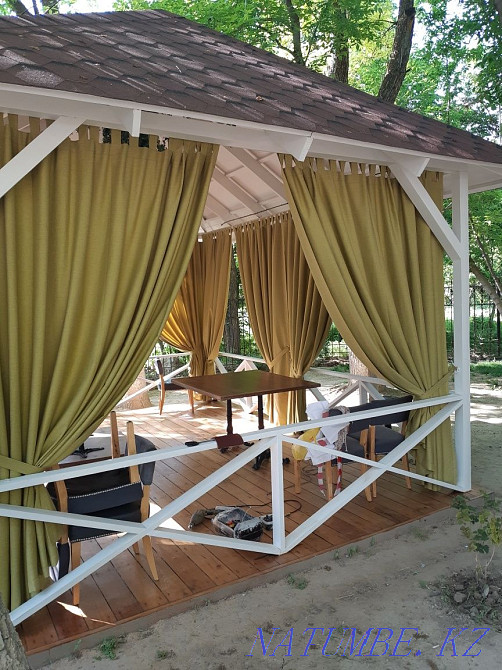 Перде тігеміз далада?ы тапчан?а.Летние беседки. Пошив уличных штор. Кайтпас - изображение 3