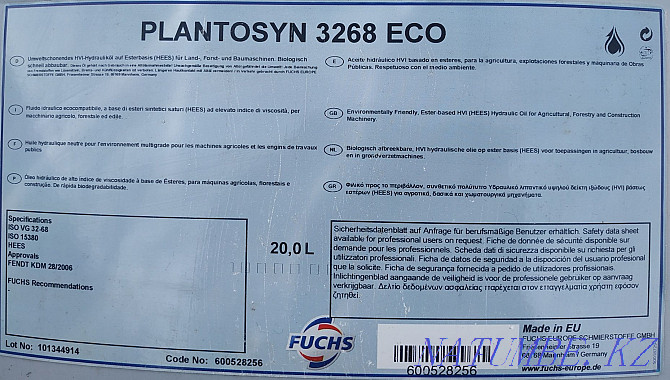 Hydraulic eco oil FUCHS PLANTOSYN 3268 ECO biodegradable Astana - photo 7
