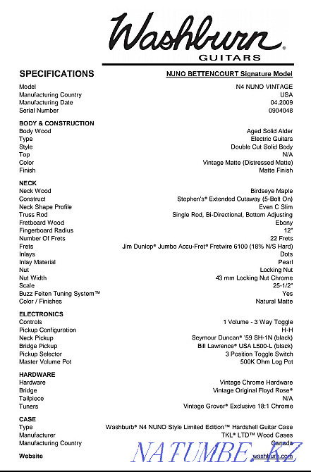 Washburn N4 Nuno Vintage  - photo 7