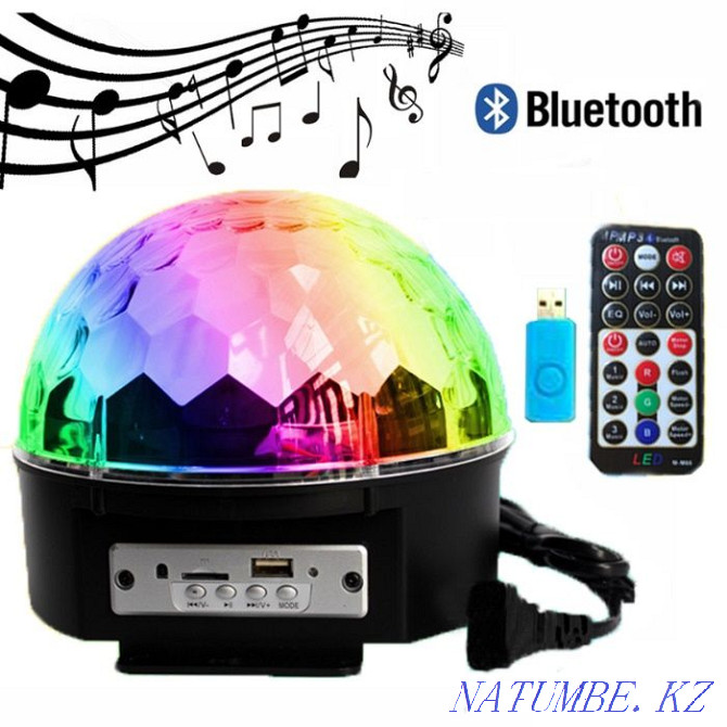 Disco ball light music with Bluetooth and MP3 (flash drive + remote control) Karagandy - photo 1