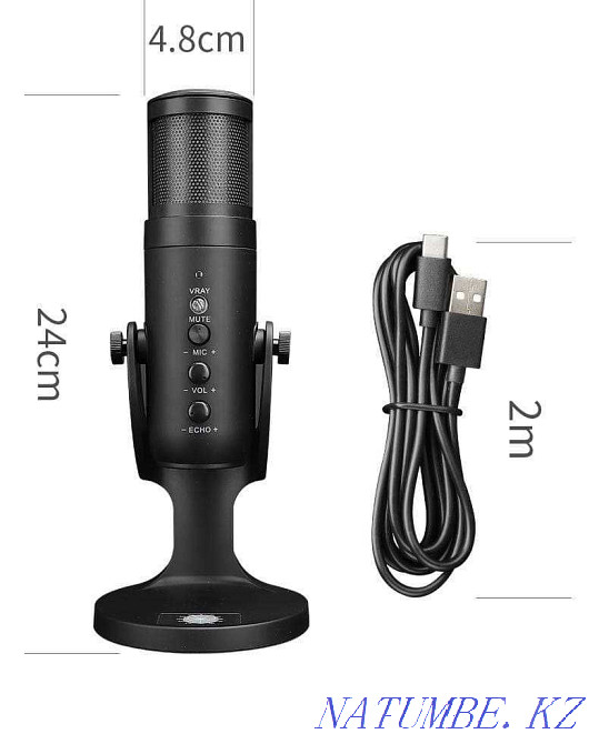 USB condenser microphone for audio, vocal recording, podcasting Almaty - photo 2