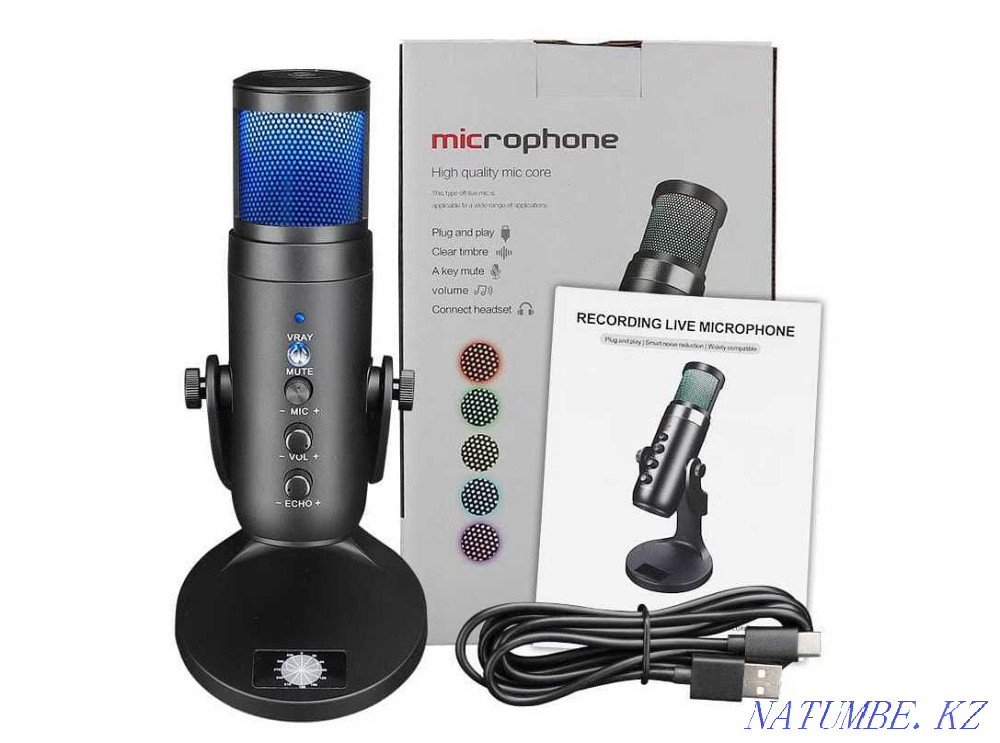USB condenser microphone for audio, vocal recording, podcasting Almaty - photo 1