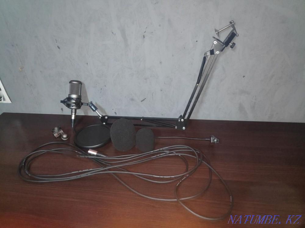Конденсаторный студийный микрофон , стойка, поп фильтр, шнур 5 метров Конаев - изображение 3