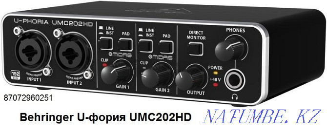 Жаңа Behringer UMC202HD дыбыс картасы  Алматы - изображение 1